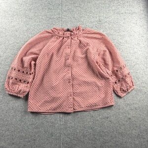 Banana Republic Eyelet Blouse Top Size XS Peach 3/4 Slv Button Down Lined